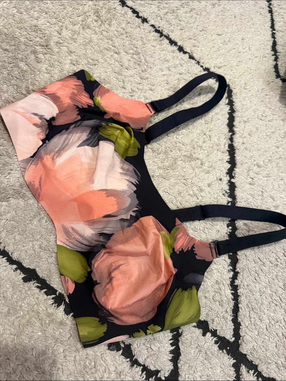 knix evolution bra 6 Floral Padded Bralette in Coral and Olive on Black
